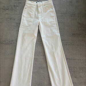 Veronica Beard Crosbie Wide Leg Jeans - High Rise - White